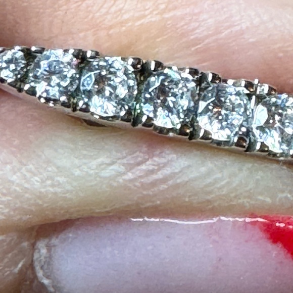 Sterling silver and CZ dangle bar post earrings - Picture 5 of 13